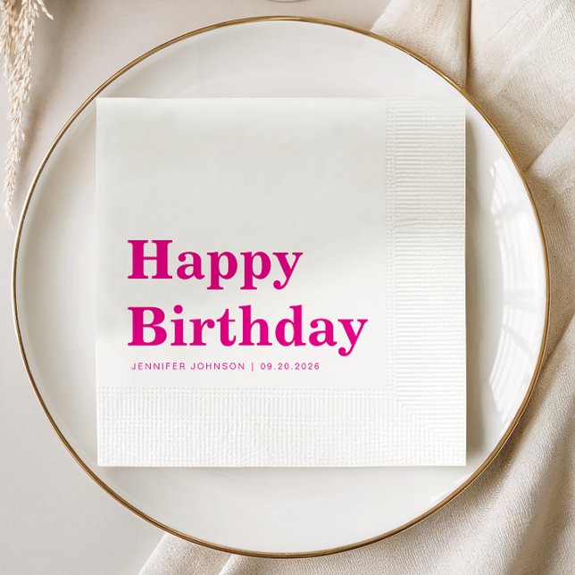 Modern Pink Typography Birthday Napkins (Modern Pink Typography Birthday Napkins
)