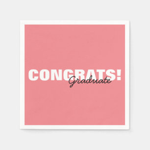 Modern Pink Typography Congrats Graduate Napkins