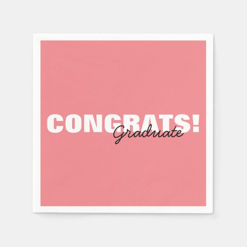 Modern Pink Typography Congrats Graduate  Napkins