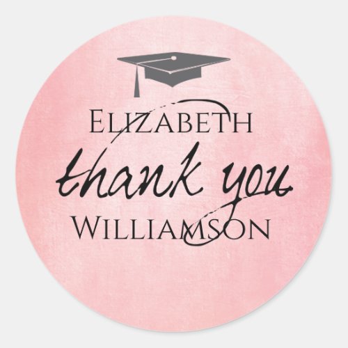 Modern Pink Typography Monogrammed Name Thank You Classic Round Sticker
