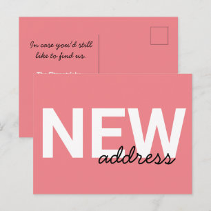 Modern Pink Typography Moving Announcement Postcard