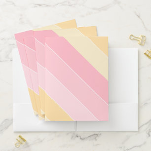 Modern Pink Vanilla Yellow White Striped Elegant Pocket Folder