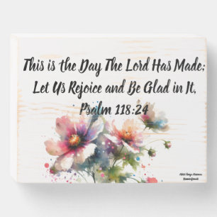 Modern Pink/Violet Floral Scripture Wood Box Sign