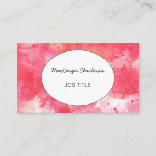 Modern Pink Watercolor Abstract Business Card