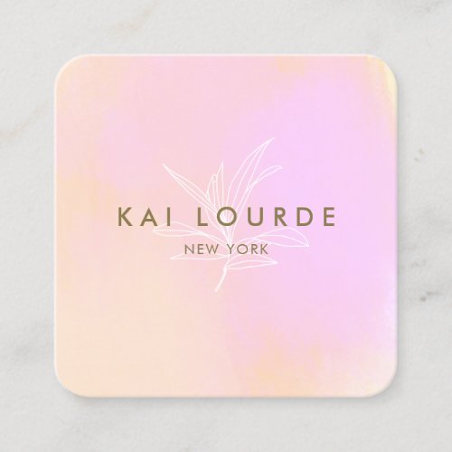 Modern Pink Watercolor Abstract Square Business Card
