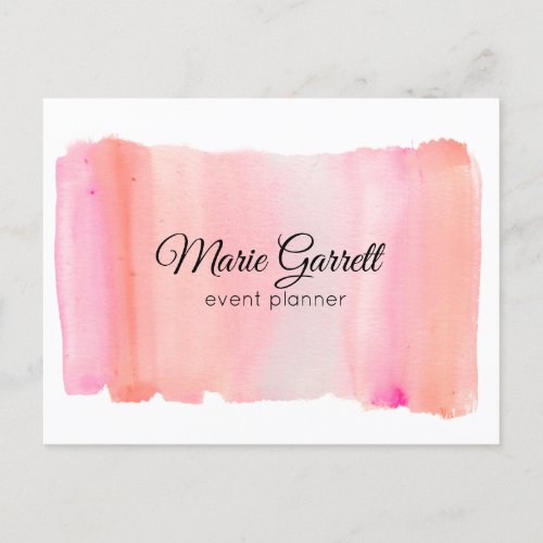 Modern Pink Watercolor Brush Stroke Marketing Postcard