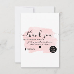 Modern pink watercolor brushstroke order thank you invitation