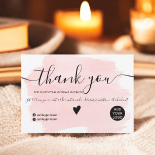 Modern pink watercolor brushstroke order thank you invitation