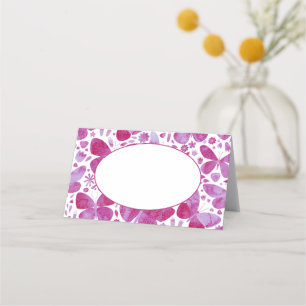 Modern Pink Watercolor Butterfly Place Card