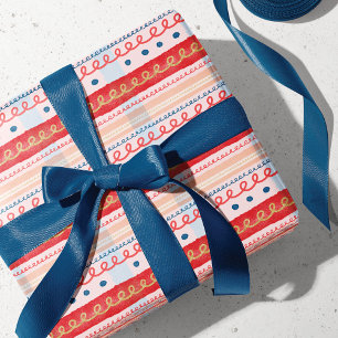 Modern Pink Watercolor Candy Cane Stripe Plaid Wrapping Paper