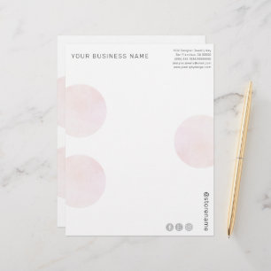 Modern Pink Watercolor Circles Business  Letterhead