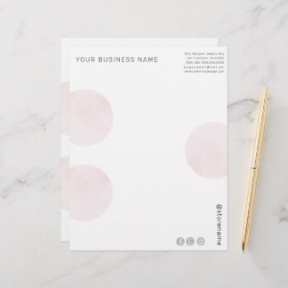Modern Pink Watercolor Circles Business Letterhead
