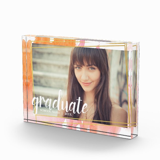 Modern Pink Watercolor Class of Photo Block (Right)