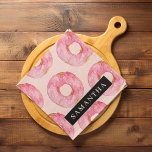 Modern Pink Watercolor Donuts Pattern With Name Kitchen Towel<br><div class="desc">Modern Pink Watercolor Donuts Pattern With Name</div>