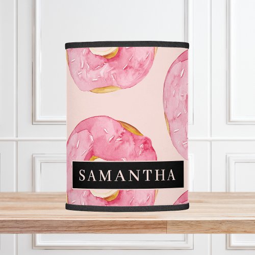 Modern Pink Watercolor Donuts Pattern With Name Lamp Shade