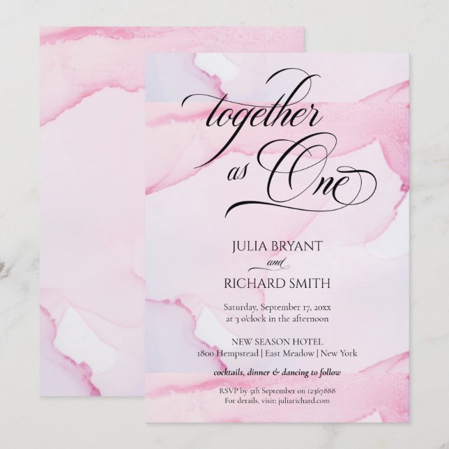 Modern Pink Watercolor Elegant Calligraphy Invitat Invitation (Front/Back)