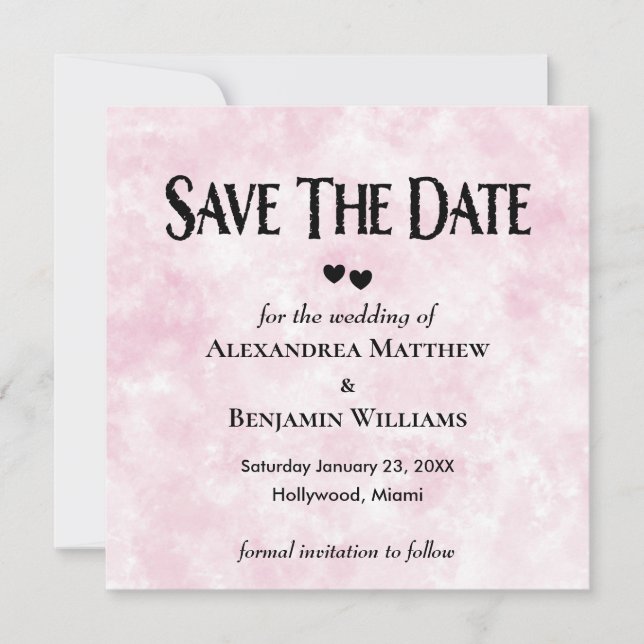 Modern Pink Watercolor Elegant Wedding Personalize Save The Date (Front)