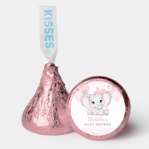 Modern Pink Watercolor Elephant Girl Baby Shower  Hersheys Kisses