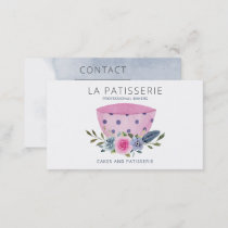 Modern Pink Watercolor Floral Bakery Pastry Chef Business Card