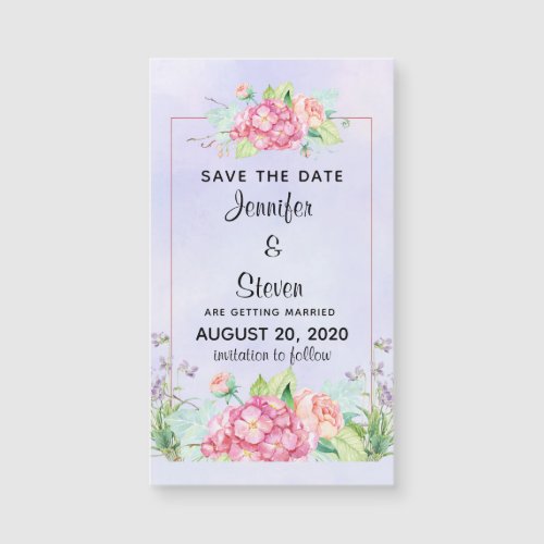 Modern Pink Watercolor Floral Frame Save the Date