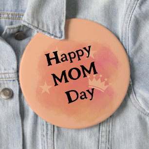 modern pink watercolor happy mom day minimal button