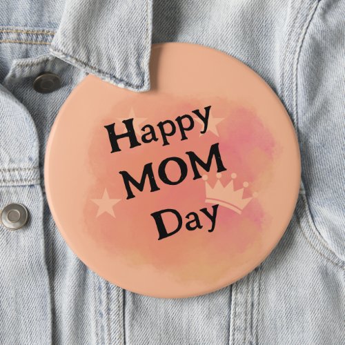 modern pink watercolor happy mom day minimal button