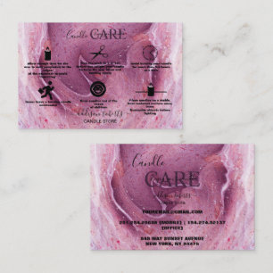 Modern Pink Watercolor Ink Candle Care Business Card