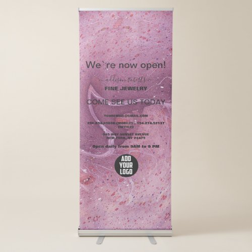 Modern Pink Watercolor Ink Retractable Banner