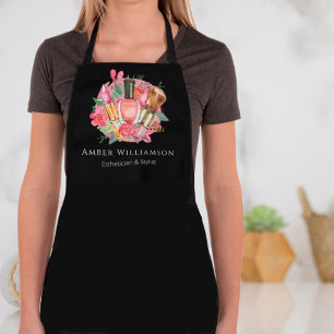 Modern Pink Watercolor Makeup Artist Girly Chic Apron