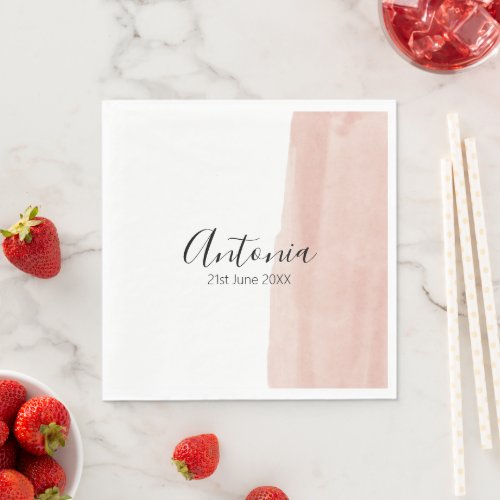 Modern Pink Watercolor Name Napkins