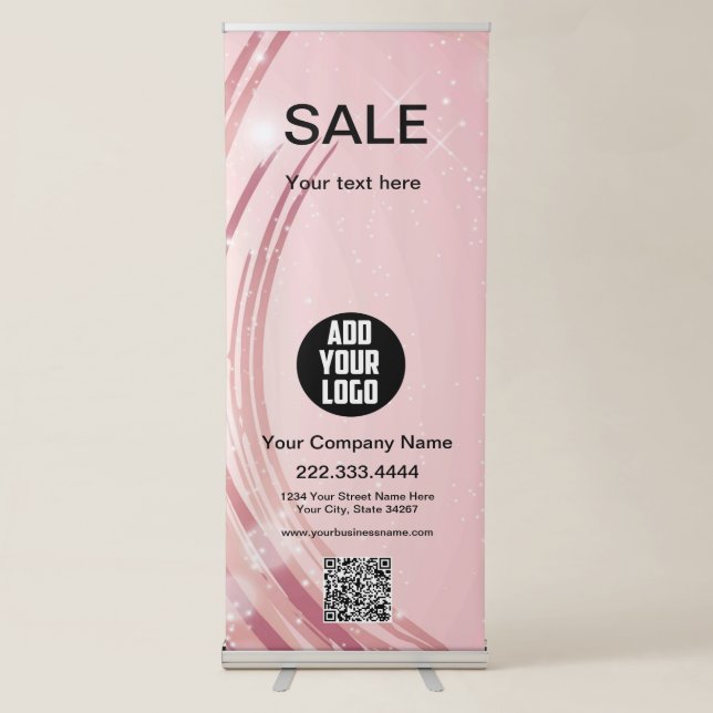 Modern Pink Watercolor  Retractable Banner (Front)