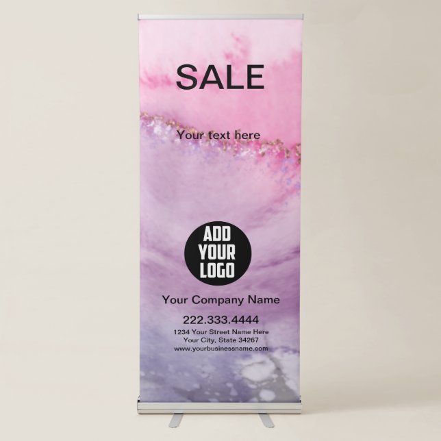 Modern Pink Watercolor  Retractable Banner (Front)