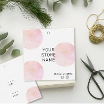 Modern Pink Watercolor Square Boutique Price Tag