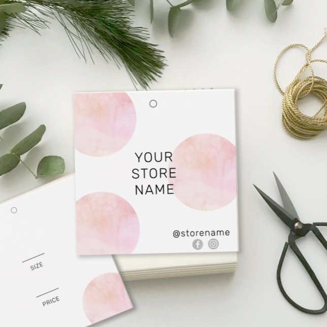 Modern Pink Watercolor Square Boutique Price Tag (Creator Uploaded)