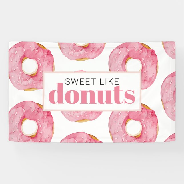 Modern Pink Watercolor Sweet Like Donuts Quote Banner (Horizontal)