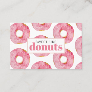 Modern Pink Watercolor Sweet Like Donuts Quote Business Card