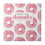 Modern Pink Watercolor Sweet Like Donuts Quote Ceramic Tile<br><div class="desc">Modern Pink Watercolor Sweet Like Donuts Quote</div>