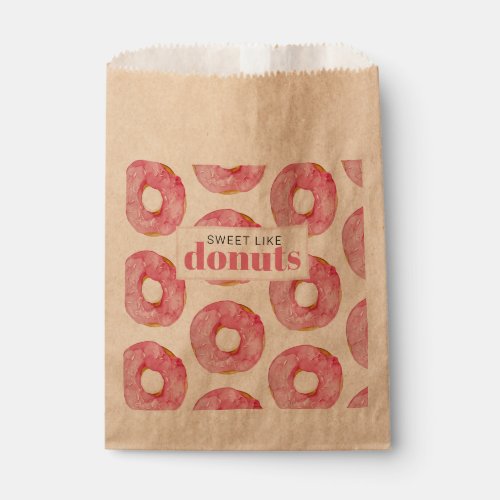 Modern Pink Watercolor Sweet Like Donuts Quote Favor Bag