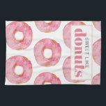 Modern Pink Watercolor Sweet Like Donuts Quote Kitchen Towel<br><div class="desc">Modern Pink Watercolor Sweet Like Donuts Quote</div>