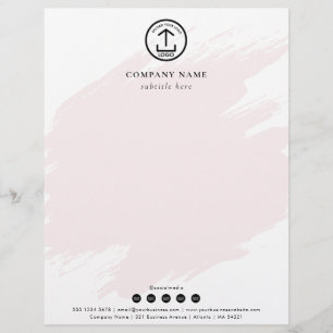 Modern Pink Watercolor Template Logo Social Media Letterhead