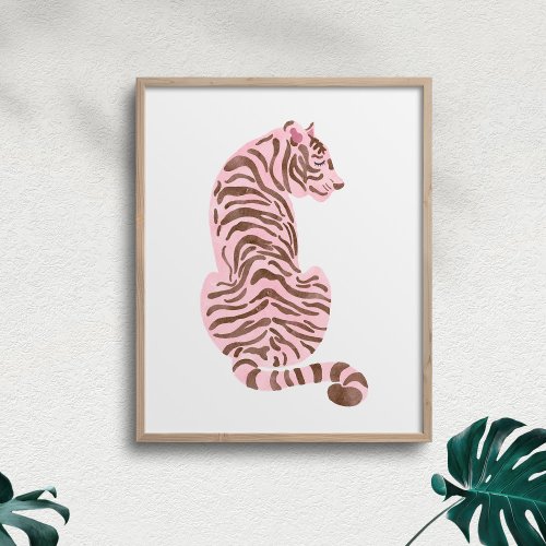 Modern Pink Watercolor Tiger Poster