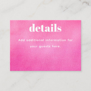 Modern Pink Watercolor Trendy Bat Mitzvah Enclosure Card