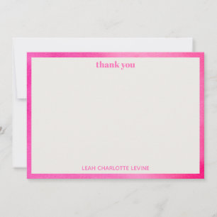 Modern Pink Watercolor Trendy Custom Bat Mitzvah Thank You Card