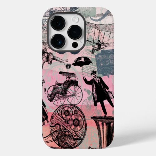 Modern Pink Watercolor Vintage Retro Steampunk Case_Mate iPhone 14 Pro Case