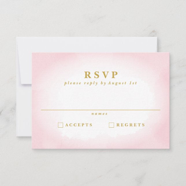 Modern Pink Watercolor Wedding RSVP Card (Front)