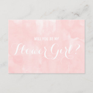 Modern pink watercolor Will you be my flower girl Invitation