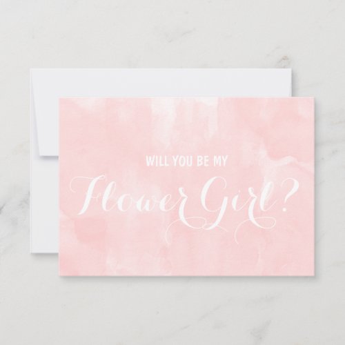 Modern pink watercolor Will you be my flower girl Invitation