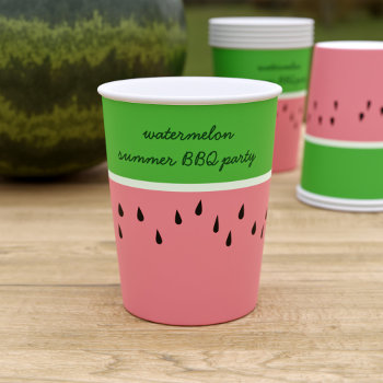 Modern Pink Watermelon Fruit Summer Party Paper Cups by watermelontree at Zazzle