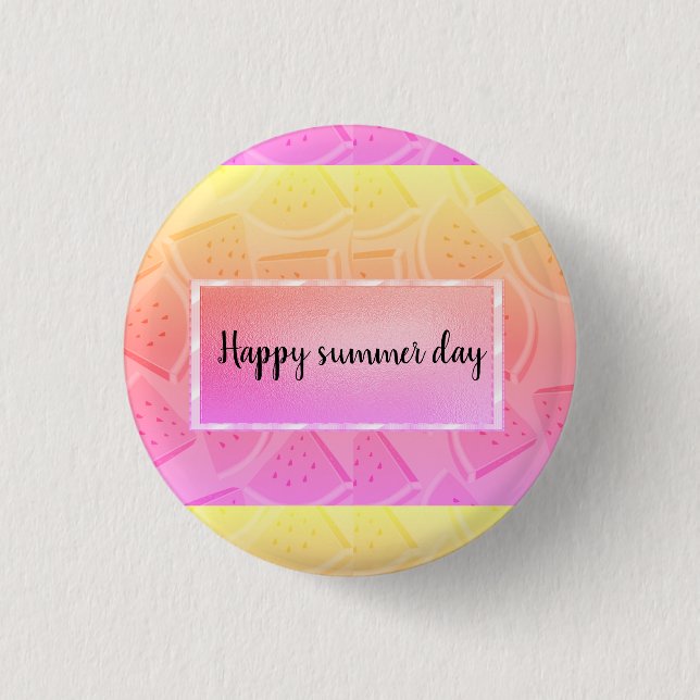 Modern Pink Watermelon, Summer  Button (Front)
