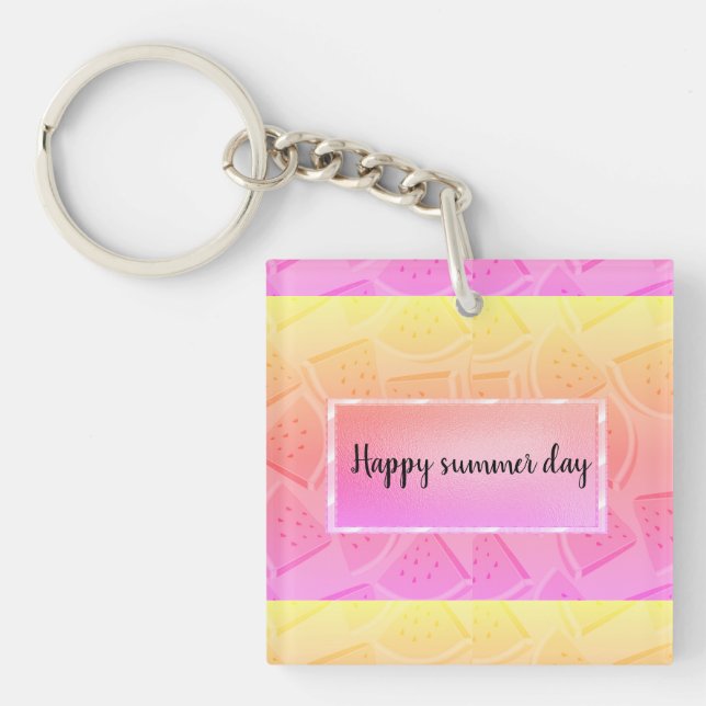 Modern Pink Watermelon, Summer  Keychain (Front)